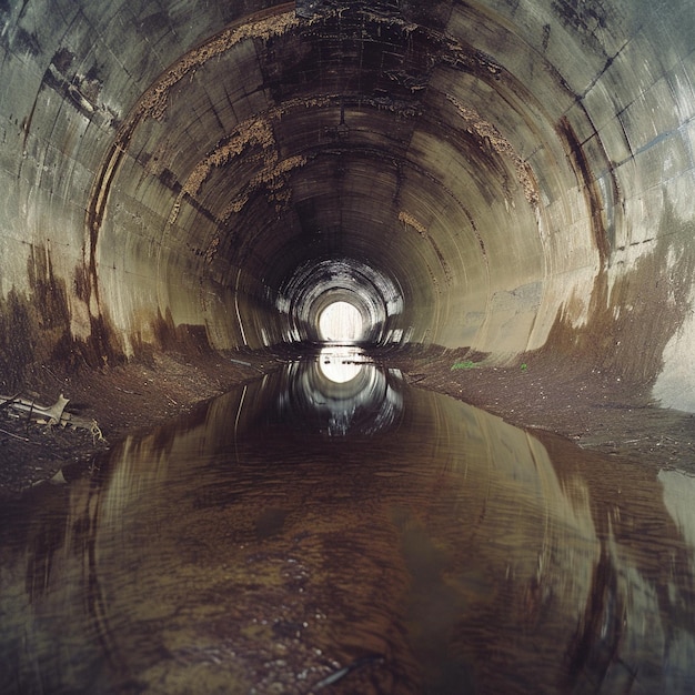 Photo un tunnel inondé et abandonné