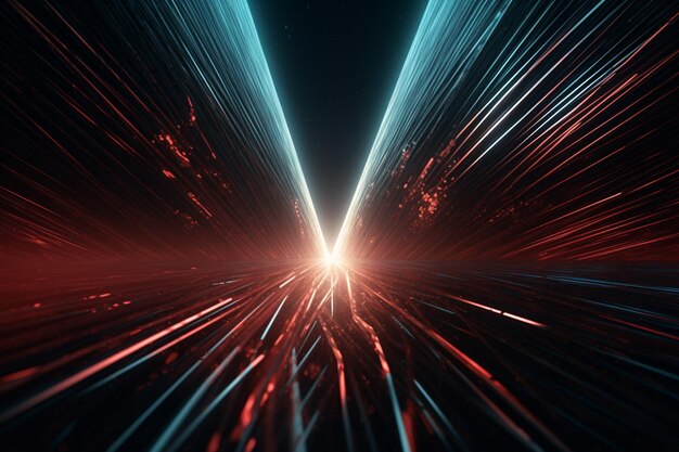 Un tunnel de lumière rouge et bleu avec les mots "laser" dessus