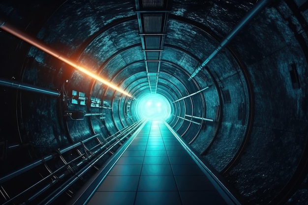 Tunnel avec une lumière vive au bout Generative AI