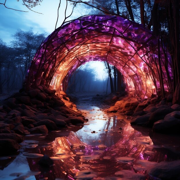 Tunnel lumineux au néon