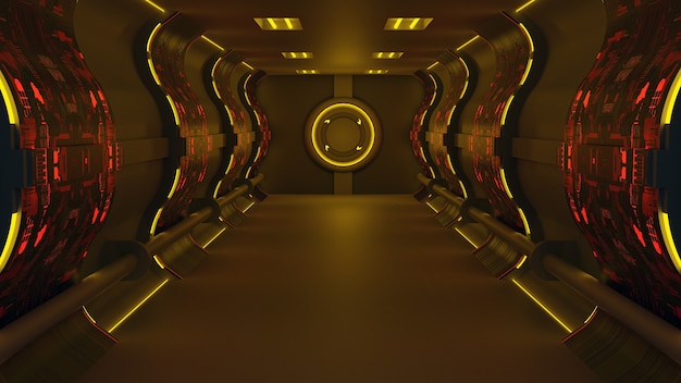 Tunnel de rendu 3D technologie de haute technologie science-fiction abstrait