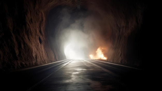 Un tunnel sombre avec une lumière au bout