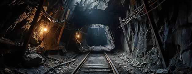 Un tunnel souterrain étrange avec une voie ferrée abandonnée