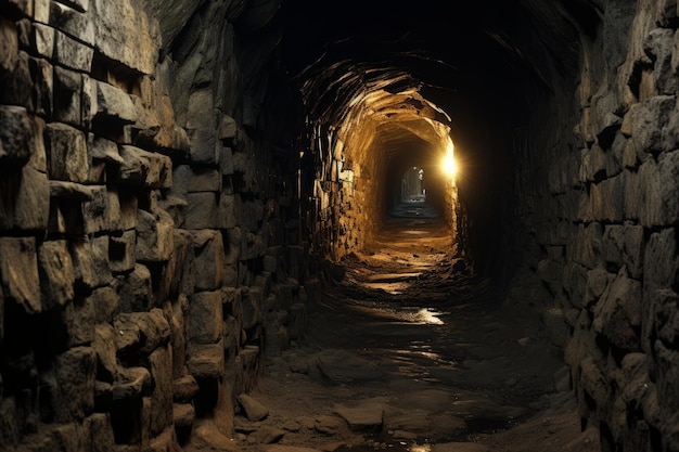 Tunnel souterrain de pierre sinueuse générer Ai