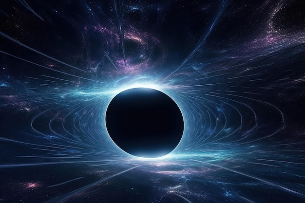 Tunnel ou tunnel de trou de ver qui peut relier un univers à un autre Tunnel de vitesse abstraite dans l'espace scène de trou de ver ou de trou noir pour surmonter l'espace temporaire dans le cosmos