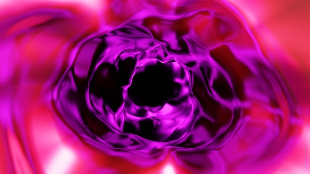 Tunnel violet organique abstrait avec surface liquide. rendu 3D.