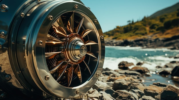 turbines dans la mer avec un beau fond