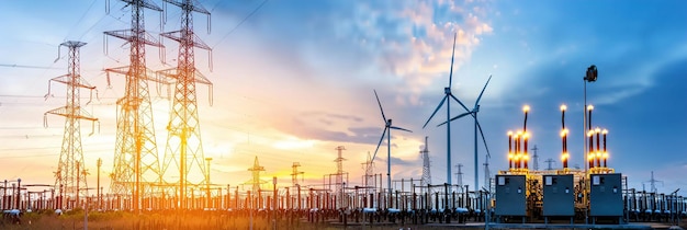 Les turbines éoliennes font tourner leur énergie stockée dans d'énormes banques de batteries pour fournir une énergie durable pendant