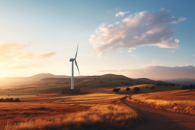 Des turbines éoliennes à hydrogène vertes dans un style moderne IA générative