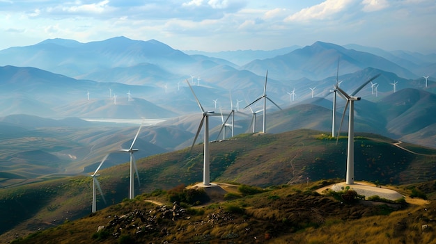 Photo turbines éoliennes pour la production d'énergie verte