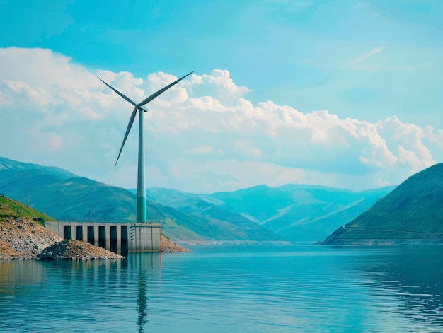 Des turbines éoliennes près d'une centrale électrique moderne énergie verte renouvelable photo professionnelle respectueuse de l'environnement