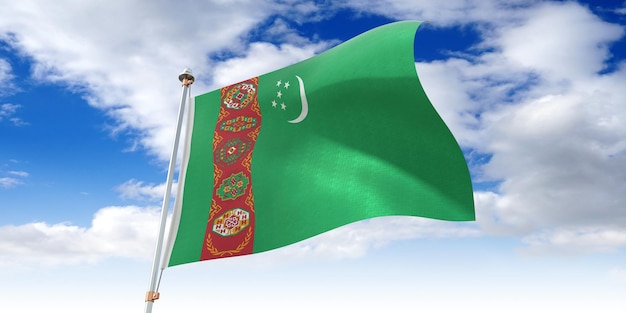 Turkménistan waving flag 3D illustration