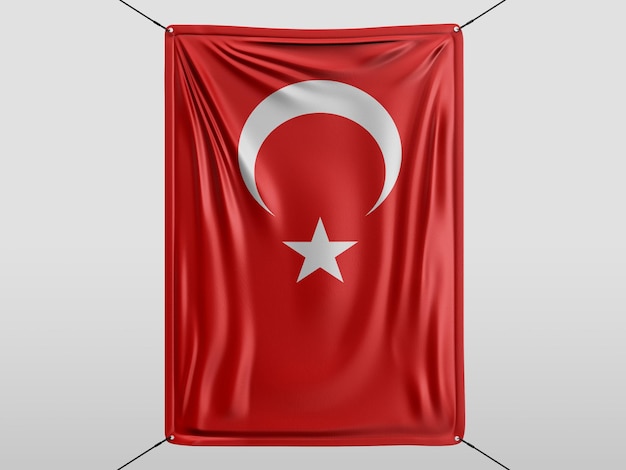 Turquie du drapeau de rendu 3D isolé et fond blanc