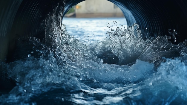 Photo un tuyau d'eau avec de l'eau qui coule