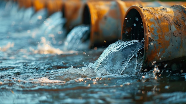 Photo un tuyau submergé dans l'eau