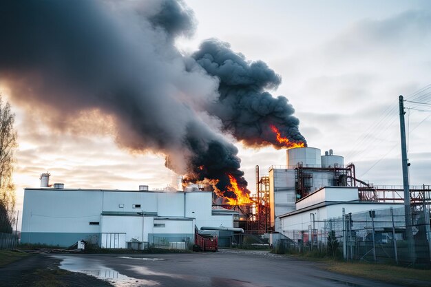 Photo tuyaux d'usine fumés smog nuisible à l'environnement usine usine chimique usine de production leader