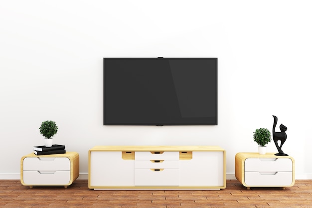 TV dans une pièce vide moderne, intérieur - minimal. Rendu 3D