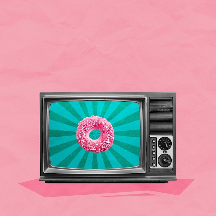 Photo tv rétro art créatif collage couleurs vintage arrière-plan texturé copier design spatial pop art