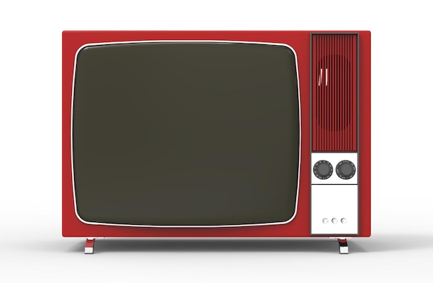 Tv rouge vintage vieille illustration 3d rétro