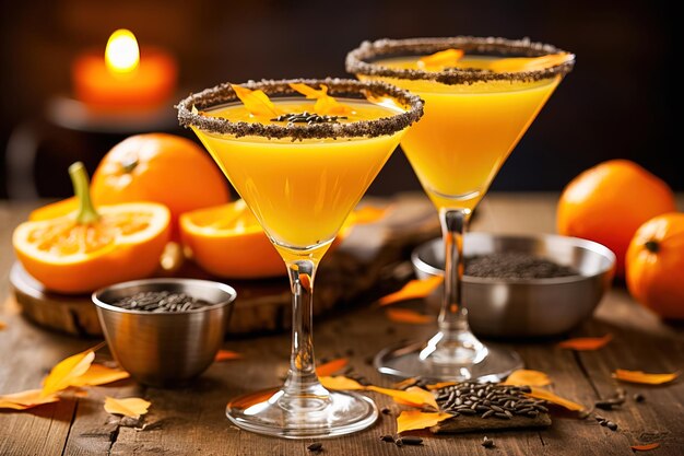 Photo tykkintini pumpkin martini cocktail pour les fêtes d'automne et d'halloween ai générative