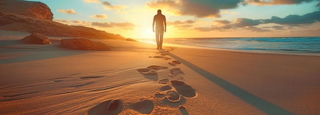 Photo un type sur le sable qui obéit à dieu