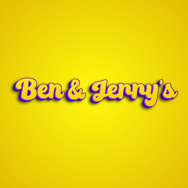 Photo la typographie 3d de benjerrys est de couleur jaune, rose et blanche.