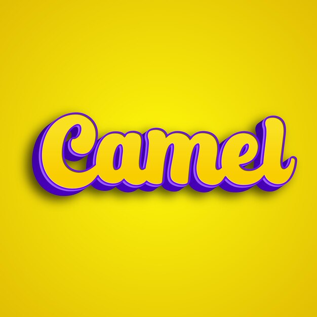Photo la typographie de chameau design 3d jaune rose photo d'arrière-plan blanc jpg.