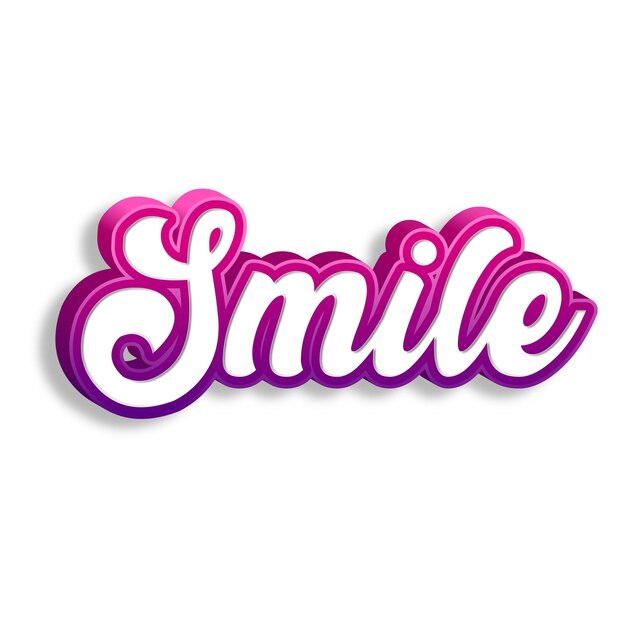 Photo la typographie du sourire design 3d jaune rose fond blanc photo jpg