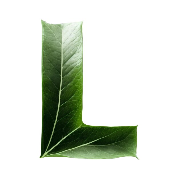 La typographie à feuilles vertes est conçue en caractères majuscules L.