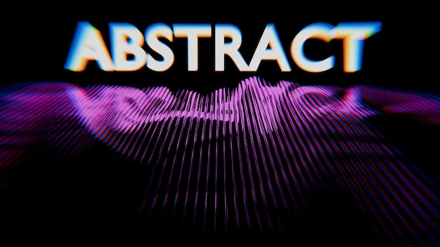 Typographie glitch abstraite avec flou de mouvement de lueur de néon et distorsion numérique sur un fond noir
