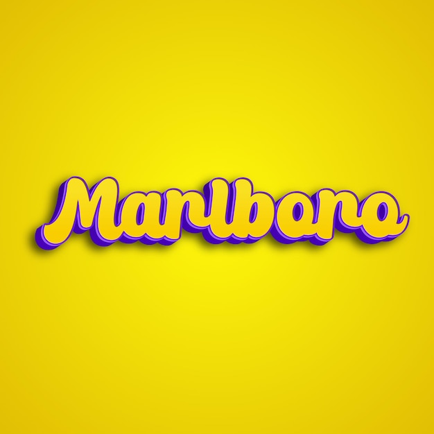 La typographie Marlboro est un design 3D jaune, rose et blanc.