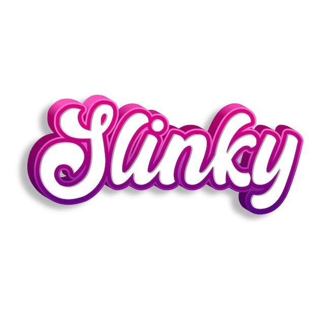 La typographie slinky est un dessin 3D jaune rose blanc à fond photo jpg.