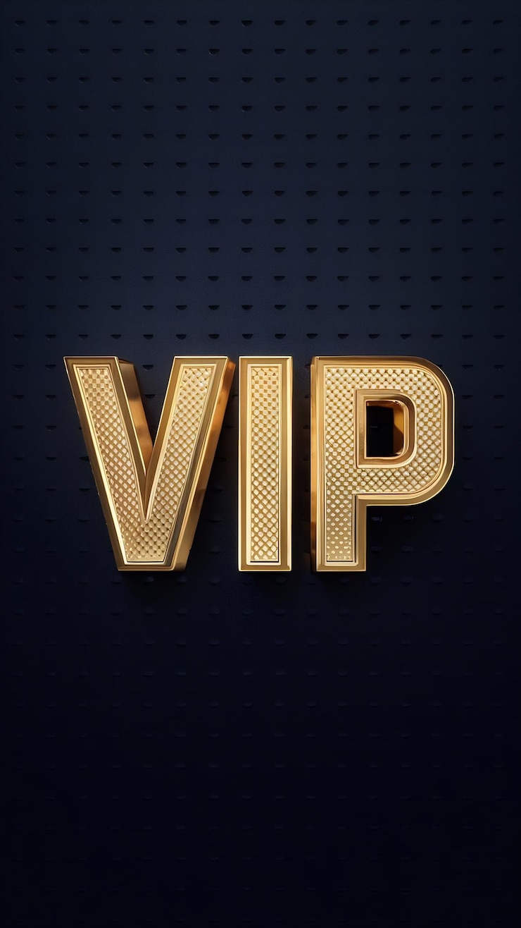 Photo typographie vip en police dorée 3d