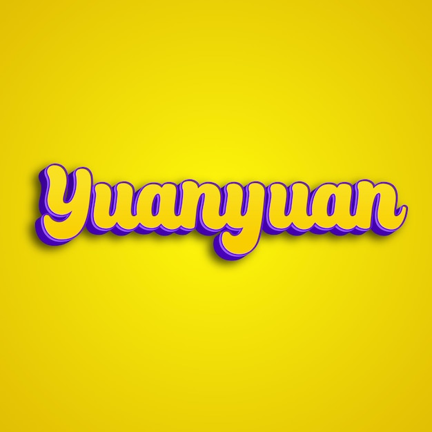 La typographie Yuanyuan design 3D jaune rose blanc fond photo jpg