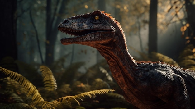 Photo tyrannosaurus rex velociraptor triceratops forêt d'images de dinosaures créée à l'aide de l'ia générative