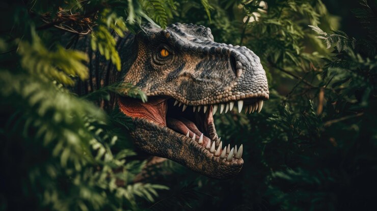 Photo tyrannosaurus trex en gros plan de la période jurassique