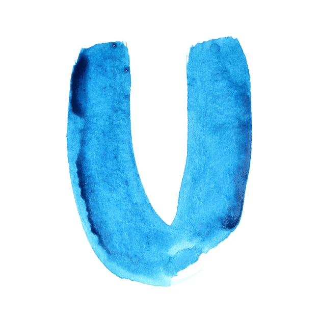 U - Lettres aquarelles sur fond blanc