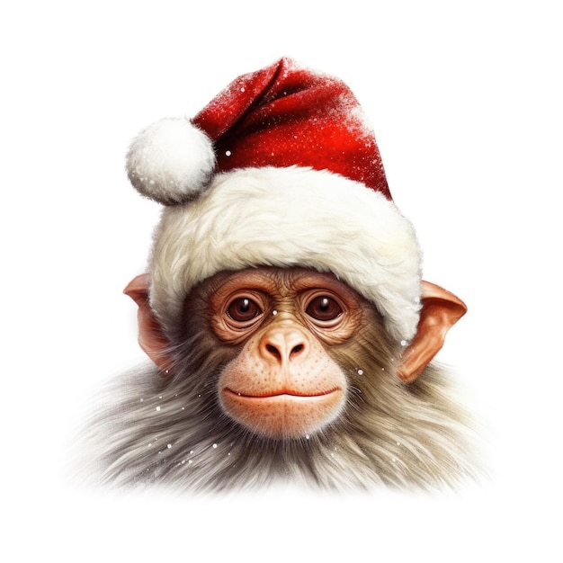 Uakari portant un chapeau de Père Noël