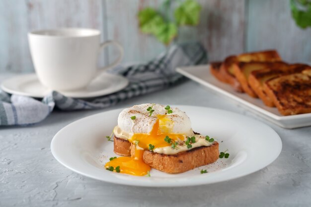 Œuf poché avec mayonnaise et micropousses