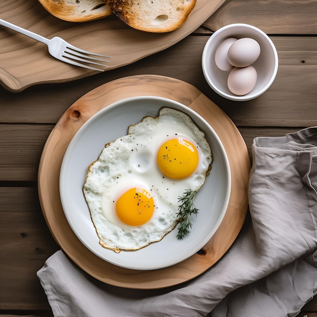 Œufs frits sur une assiette Illustration de la génération Ai