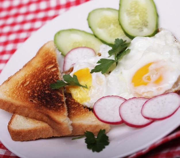 Œufs frits et toasts excellent petit déjeuner