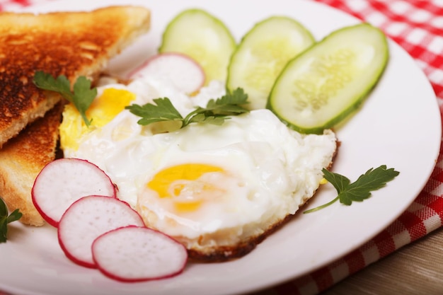 Œufs frits et toasts excellent petit déjeuner