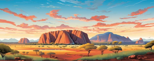 Photo uluru ayers roche avant le coucher du soleil en australie