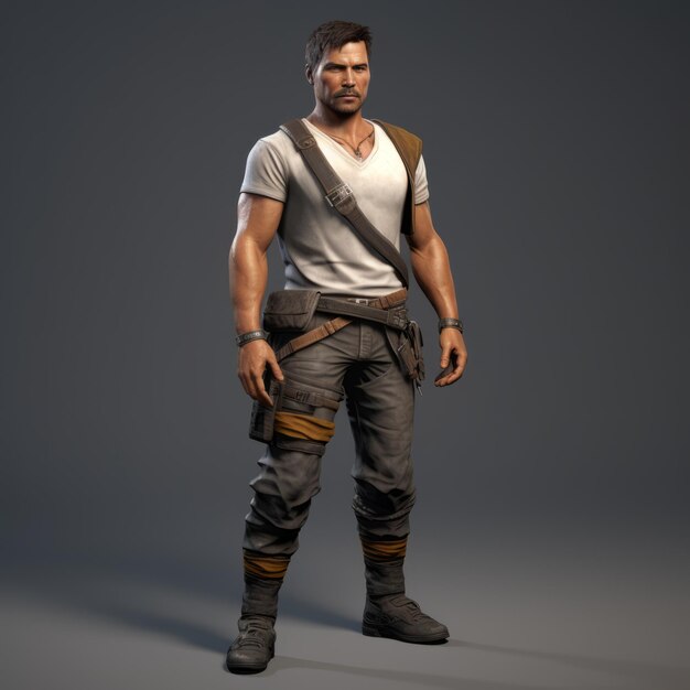 Uncharted Black Ops Character Vray Tracing avec le style de Luis Ricardo Falero