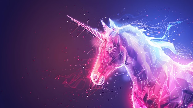 Unicorne avec un fond violet et les mots unicorns