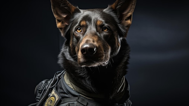 Photo uniforme de contrôleur de sécurité k9 sur fond noir