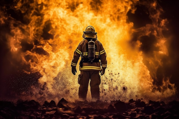 Uniforme de pompier de sécurité, d'urgence, de fumée, de sauvetage, de lutte contre les incendies, d'équipement de chasse génératif.