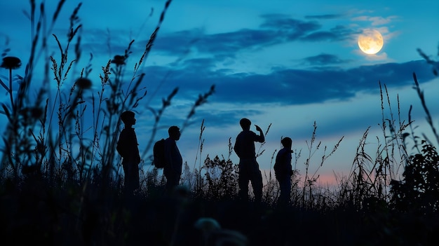 Photo l'unité éclairée par la lune une anticipation de la communauté