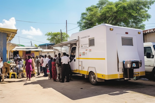 Une unité mobile de vaccination fournissant des vaccins à une structure médicale communautaire AI générative
