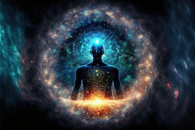 Univers cosmos Méditation contexte chakras prana l'esprit de Dieu et la spiritualité Generative AI